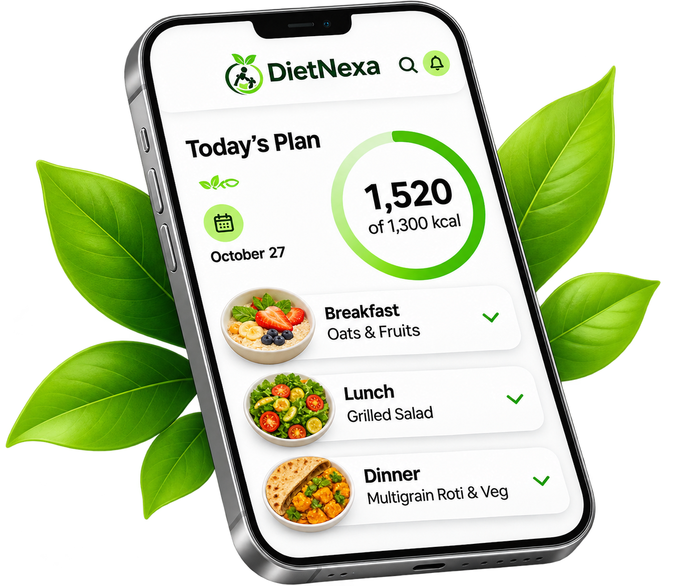 DietNexa app today's plan calorie tracker